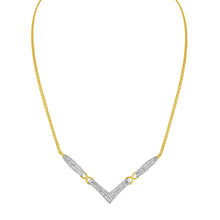 Load image into Gallery viewer, 14K Yellow and White Gold 2.0 Cttw Princess Cut Diamond Flared and X-Station V Shaped 18†Franco Chain Statement Necklace (H-I Color, SI2-I1 Clarity)