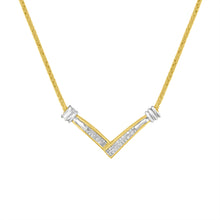 Load image into Gallery viewer, 14K Yellow and White Gold 1/4 Cttw Princess Cut Diamond Channel-Set “V†Shape 18" Pendant Necklace (H-I Color, SI2-I1 Clarity)