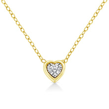 Load image into Gallery viewer, 10K Yellow Gold Plated .925 Sterling Silver 1/10 Cttw Miracle Set Round Diamond Square Box Shape 18" Pendant Necklace (K-L Color, I2-I3 Clarity)