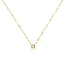Load image into Gallery viewer, 10K Yellow Gold Plated .925 Sterling Silver 1/10 Cttw Miracle Set Round Diamond Square Box Shape 18" Pendant Necklace (K-L Color, I2-I3 Clarity)