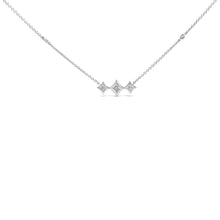 Load image into Gallery viewer, 10K White Gold Bezel Set Princess Diamond 3 Stone Kite Shape and Station Necklace (H-I Color, SI2-I1 Clarity) - 18" Inches