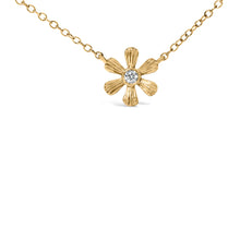 Load image into Gallery viewer, 10K Yellow Gold 1/8 Cttw Diamond Floral Station Chain Necklace (I-J Color, I1-I2 Clarity)