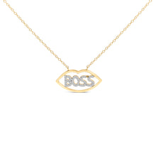 Load image into Gallery viewer, 14K Yellow Gold Plated Silver 1/4 Cttw Diamond "Boss" Pendant Necklace - 18 Inch