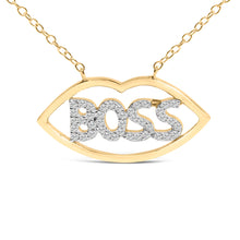 Load image into Gallery viewer, 14K Yellow Gold Plated Silver 1/4 Cttw Diamond "Boss" Pendant Necklace - 18 Inch