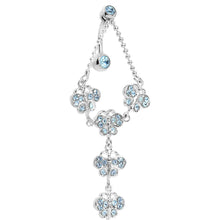 Load image into Gallery viewer, TOP DANGLE Aquamarine PAVED GEM BUTTERFLY CHAIN Belly Ring