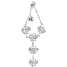 Load image into Gallery viewer, TOP DANGLE Crystalline PAVED GEM BUTTERFLY CHAIN Belly Ring