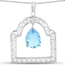 Load image into Gallery viewer, 10.50 Carat Genuine Swiss Blue Topaz .925 Sterling Silver Pendant