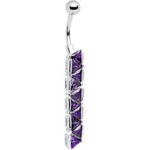 Load image into Gallery viewer, Sterling Silver Amethyst TRIANGLE JEWEL DROP Dangle Belly Ring