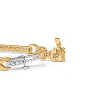 Load image into Gallery viewer, 10K Yellow Gold 1.00 Cttw Pave Set Diamond Bar and X-Link 7" Bracelet (I-J Color, I3 Quality)
