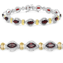 Load image into Gallery viewer, Two Tone Plated 8.45 Carat Genuine Garnet .925 Sterling Silver Bracelet
