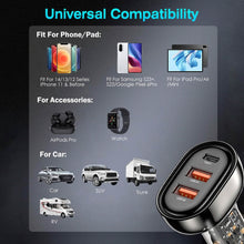 Load image into Gallery viewer, 90W 3 Ports Fast Car Charger USB and Type C