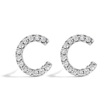 Load image into Gallery viewer, 10K White Gold 1/10 Cttw Diamond Initial “A†Stud Earring