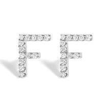 Load image into Gallery viewer, 10K White Gold 1/10 Cttw Diamond Initial “A†Stud Earring