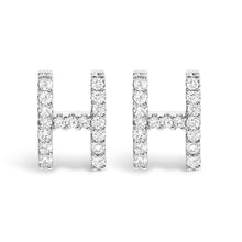 Load image into Gallery viewer, 10K White Gold 1/10 Cttw Diamond Initial “A†Stud Earring