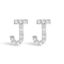 Load image into Gallery viewer, 10K White Gold 1/10 Cttw Diamond Initial “A†Stud Earring