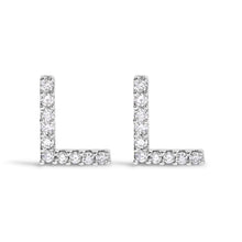 Load image into Gallery viewer, 10K White Gold 1/10 Cttw Diamond Initial “A†Stud Earring