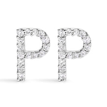 Load image into Gallery viewer, 10K White Gold 1/10 Cttw Diamond Initial “A†Stud Earring