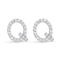 Load image into Gallery viewer, 10K White Gold 1/10 Cttw Diamond Initial “A†Stud Earring