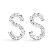 Load image into Gallery viewer, 10K White Gold 1/10 Cttw Diamond Initial “A†Stud Earring