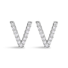 Load image into Gallery viewer, 10K White Gold 1/10 Cttw Diamond Initial “A†Stud Earring