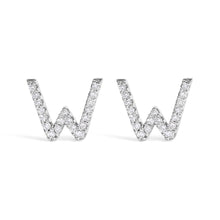 Load image into Gallery viewer, 10K White Gold 1/10 Cttw Diamond Initial “A†Stud Earring