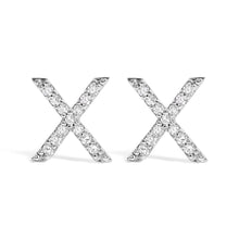Load image into Gallery viewer, 10K White Gold 1/10 Cttw Diamond Initial “A†Stud Earring