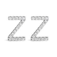 Load image into Gallery viewer, 10K White Gold 1/10 Cttw Diamond Initial “A†Stud Earring