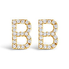 Load image into Gallery viewer, 10K White Gold 1/10 Cttw Diamond Initial “A†Stud Earring