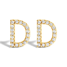 Load image into Gallery viewer, 10K White Gold 1/10 Cttw Diamond Initial “A†Stud Earring