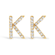 Load image into Gallery viewer, 10K White Gold 1/10 Cttw Diamond Initial “A†Stud Earring