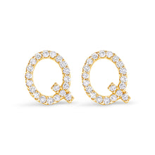 Load image into Gallery viewer, 10K White Gold 1/10 Cttw Diamond Initial “A†Stud Earring