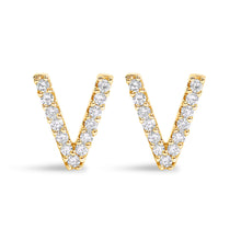 Load image into Gallery viewer, 10K White Gold 1/10 Cttw Diamond Initial “A†Stud Earring