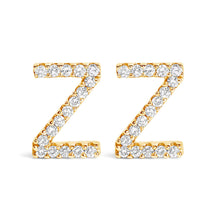 Load image into Gallery viewer, 10K White Gold 1/10 Cttw Diamond Initial “A†Stud Earring