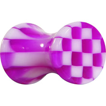 Load image into Gallery viewer, 6G Purple and White Checkerboard Acrylic Saddle Plug