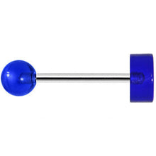 Load image into Gallery viewer, 14G Blue Acrylic American Flag Straight Barbell Tongue Ring