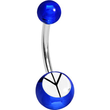 Load image into Gallery viewer, Blue and White Acrylic Inverted Peace Sign Belly Ring