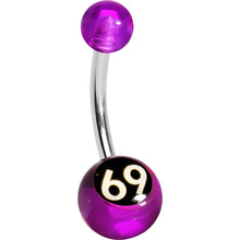 Load image into Gallery viewer, Purple and Black Acrylic 69 Belly Ring
