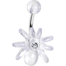 Load image into Gallery viewer, Clear Gem Clear Upward Spider J-Bar Belly Ring
