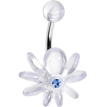 Load image into Gallery viewer, Aqua Gem Clear Downward Spider J-Bar Belly Ring