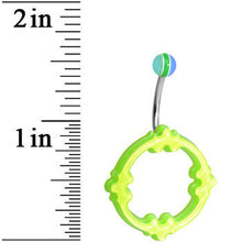 Load image into Gallery viewer, Light Green Blue Striped Ball Acrylic Multi-Layered Celtic Belly Ring
