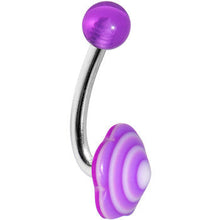 Load image into Gallery viewer, Pale Purple Swirled Flower Belly Ring