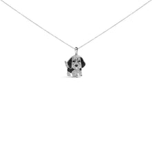Load image into Gallery viewer, .925 Sterling Silver 1/4 Cttw White and Black Diamond Basset Hound Dog Pendant Necklace 18 inch (I-J Color, I2-I3 Clarity)