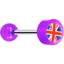 Load image into Gallery viewer, 14G 5/8 Purple Acrylic UK British Flag Tongue Ring