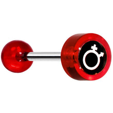 Load image into Gallery viewer, 14G 5/8 Red Intertwined Male Female Symbol Tongue Ring