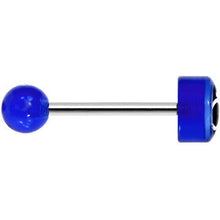 Load image into Gallery viewer, 14G 5/8 Blue Gender Symbol Tongue Ring