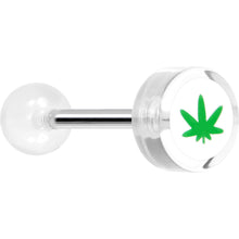 Load image into Gallery viewer, 14G 5/8 Clear Acrylic Pot Leaf Tongue Ring