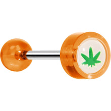 Load image into Gallery viewer, 14G 5/8 Orange Pot Leaf Tongue Ring
