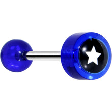 Load image into Gallery viewer, 14G 5/8 Blue Acrylic Black and White Star Tongue Ring