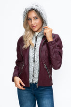 Load image into Gallery viewer, Women Warm Sleek Dual-Zipper Layered Jacket with Cozy Fuzzy Hood Urban Chic & Comfortable Jacket