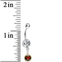 Load image into Gallery viewer, Clear Gem Black and Red Five Pointed Star Charm Dangle Belly Ring